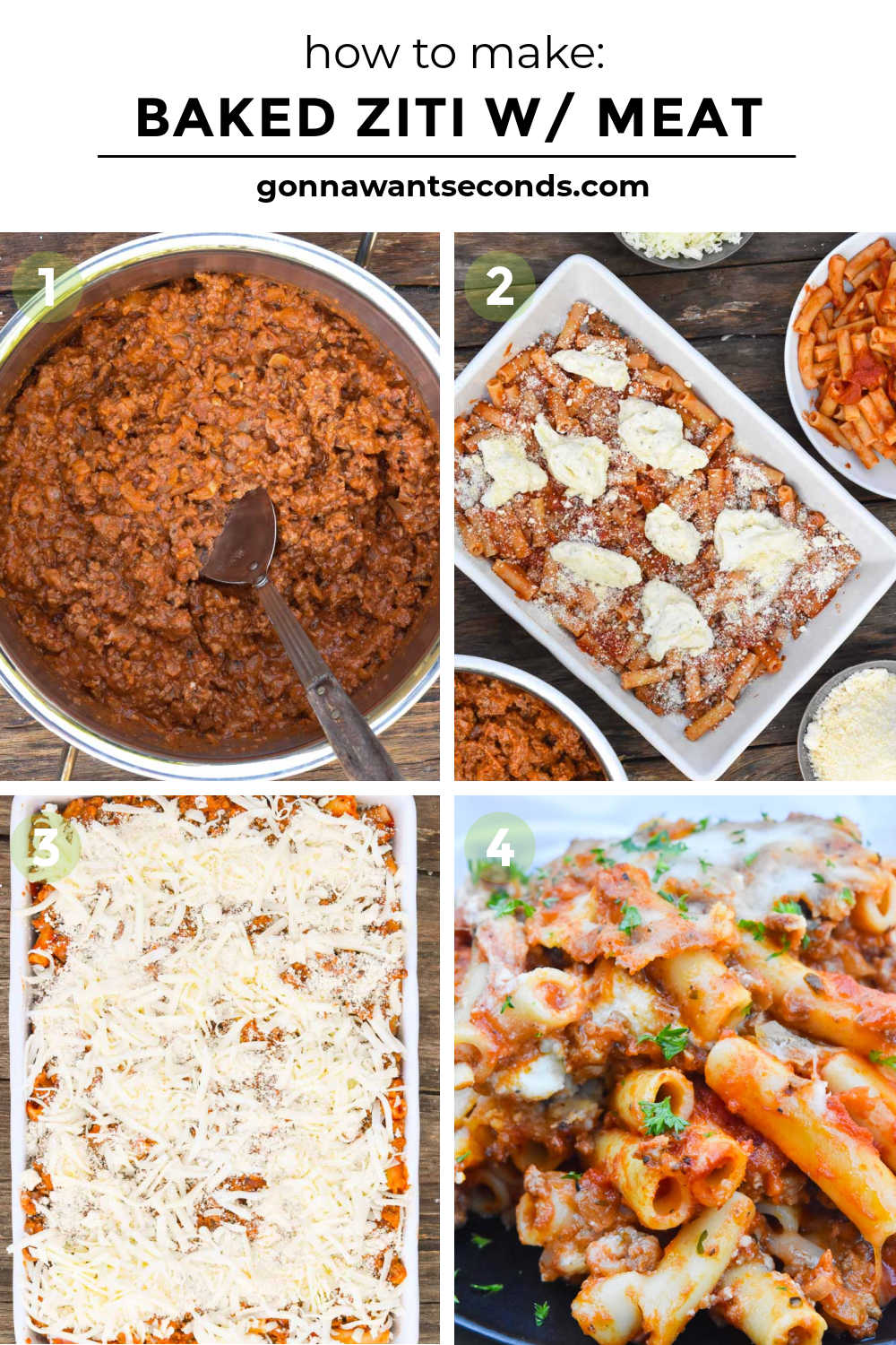 Step by step how to make Baked Ziti With Meat