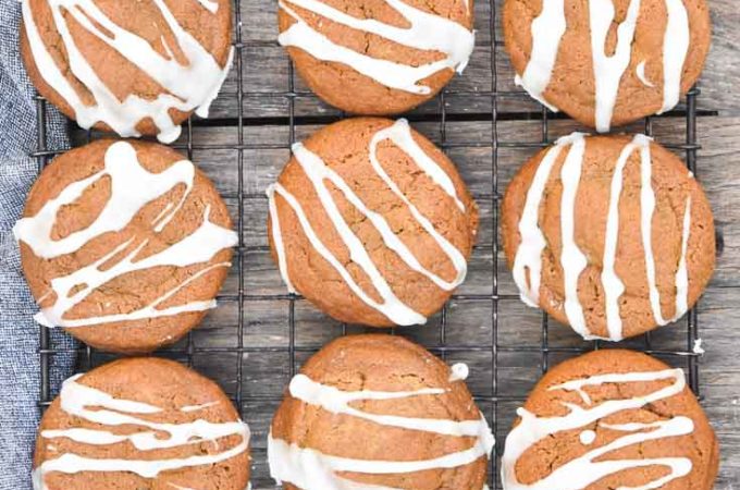 Soft Gingerbread Cookies arranged on a cooling rack
