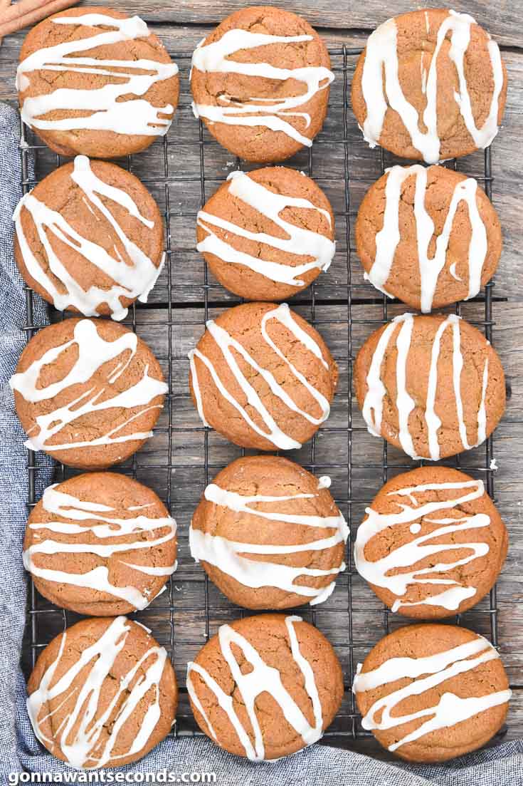 Soft Gingerbread Cookies arranged on a cooling rack