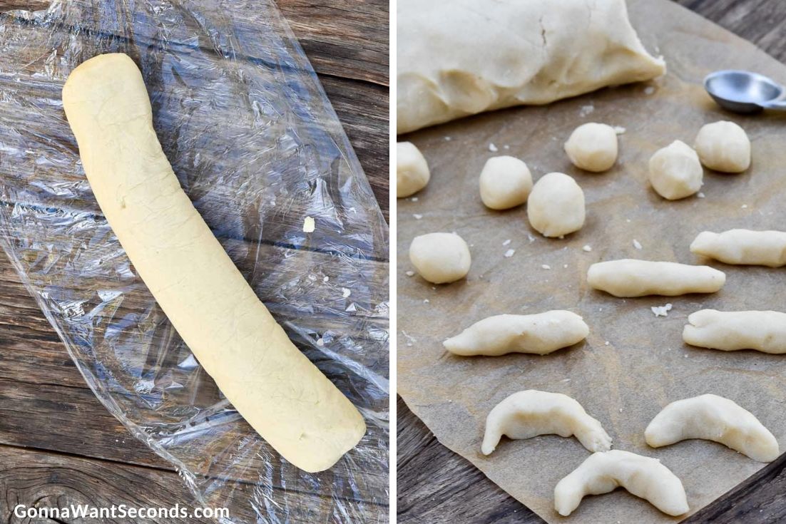 How to make almond crescent cookies, shaping the dough