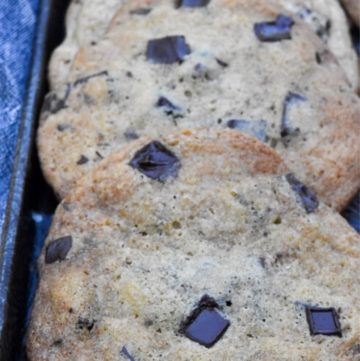Chocolate chunk cookies on baking sheet
