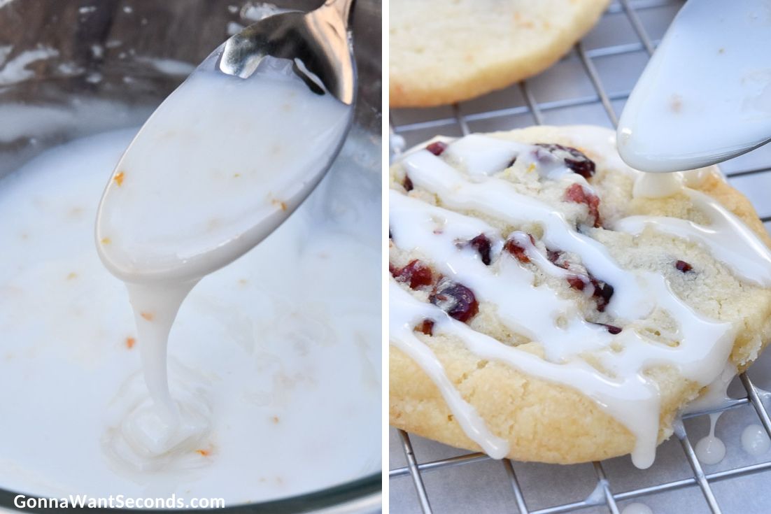 Cranberry orange shortbread cookies on a cooling rack