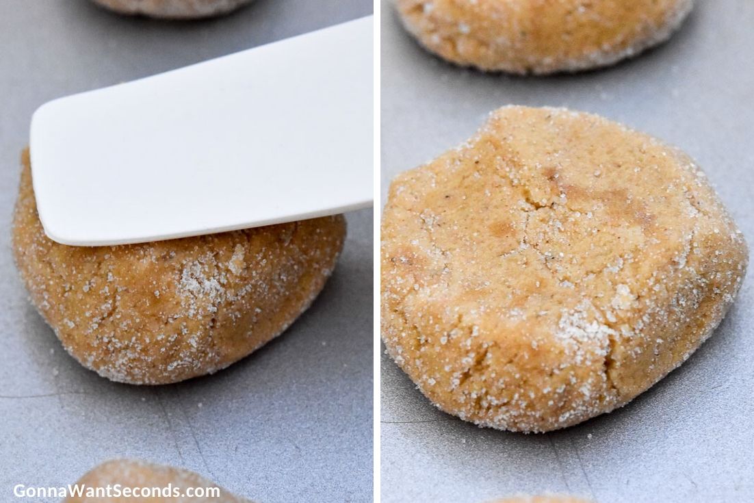How to make ginger molasses cookies, flattening the cookie dough