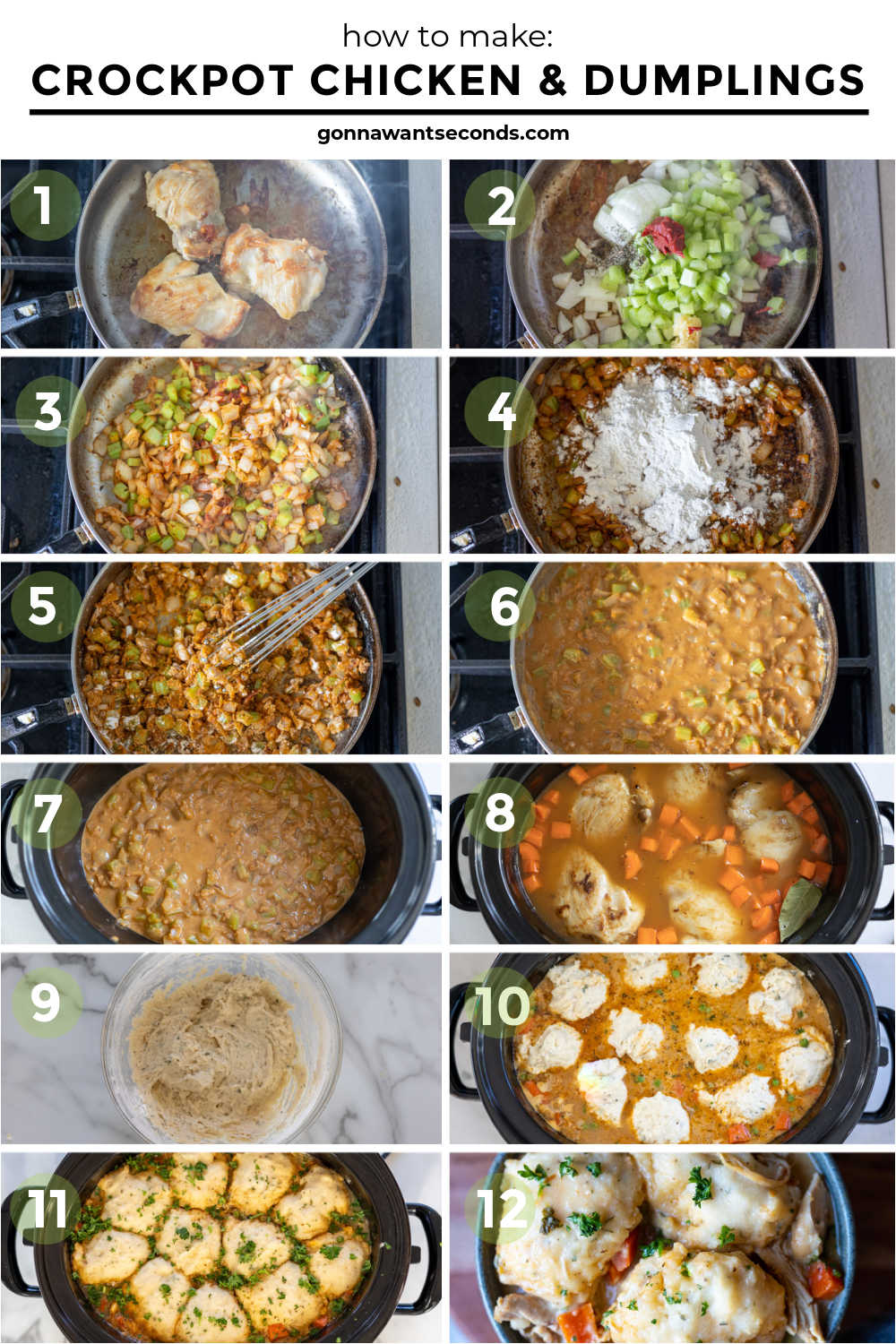 Step by step how to make Crockpot Chicken and Dumplings