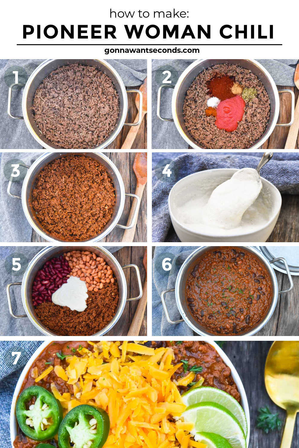 Step by step how to make Pioneer Woman Chili