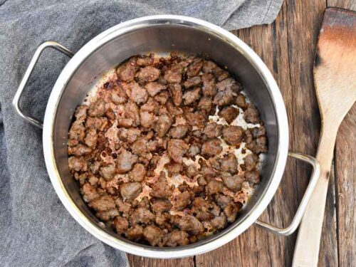 Step 1 how to make sausage tortellini soup, Saute the Italian sausage.