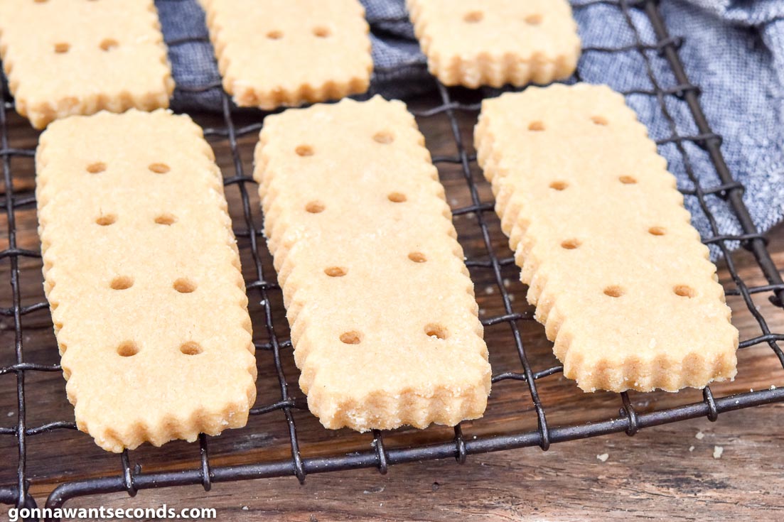 Brown Sugar Shortbread on a cooling rack