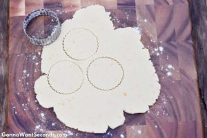 How to make Christmas Butter Cookies, cutting the dough
