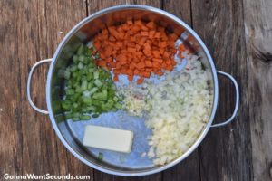 How to make Cream of Chicken Soup, sauteing veggies