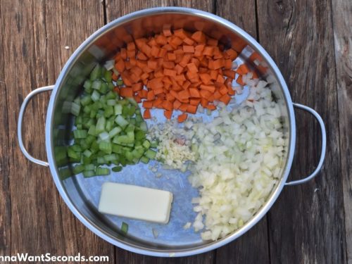 How to make Cream of Chicken Soup, sauteing veggies