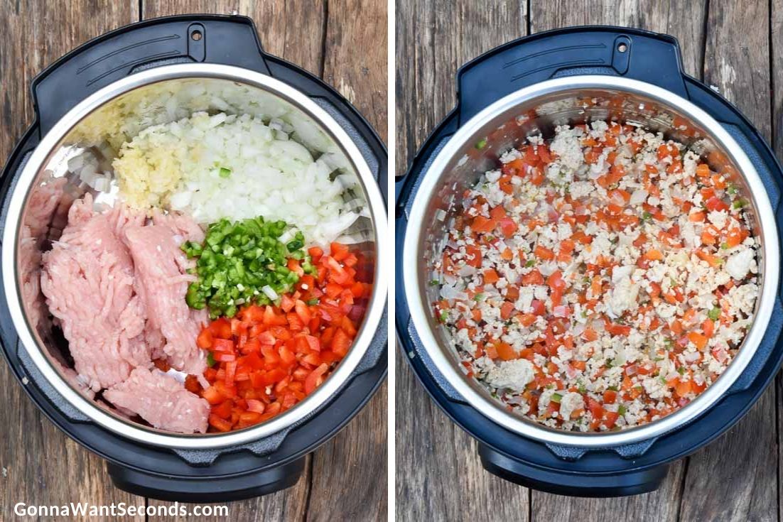How to make Instant pot turkey chili, sauteing ingredients in the instant pot