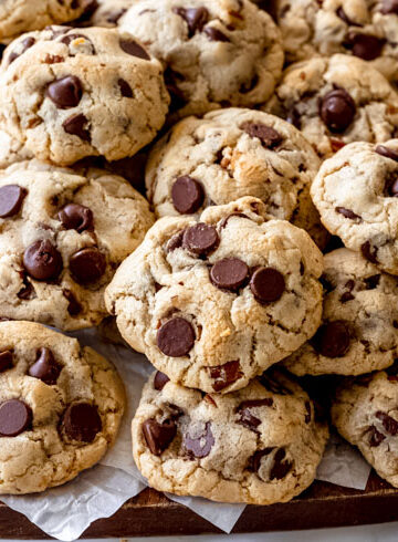 A pile of toll house chocolate chip cookies