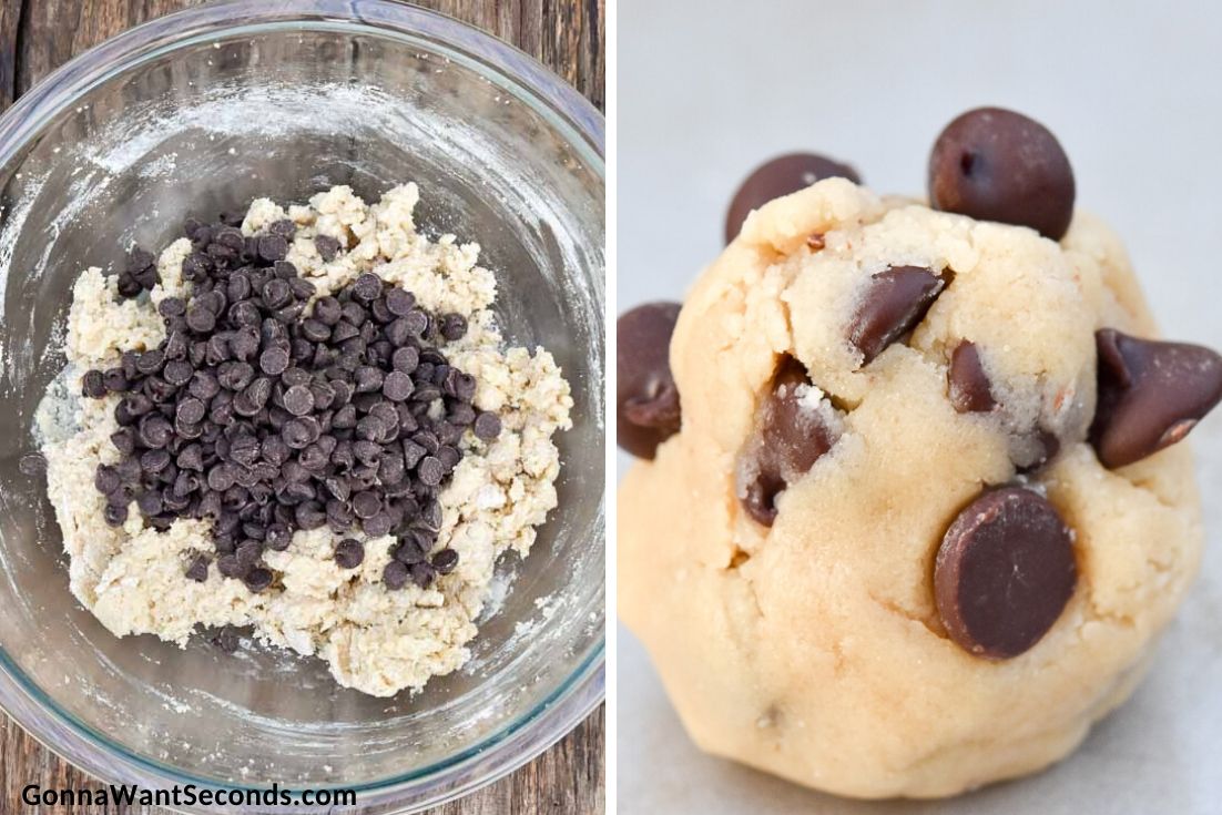 How to make Bisquick chocolate chip cookies, adding chocolate chips to the dough