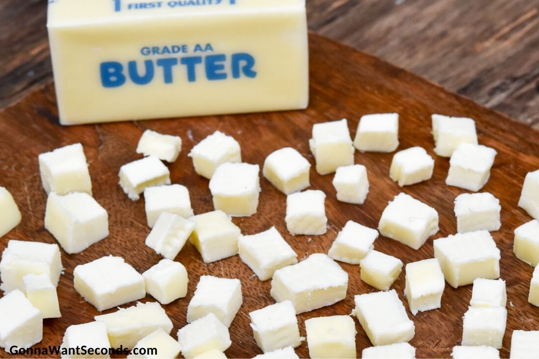How to make Bisquick drop biscuits, cold butter cut into small cubes