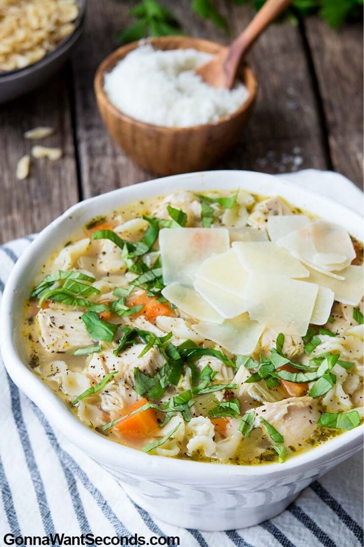 Italian chicken soup in a bowl