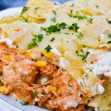 Mexican chicken casserole on a plate