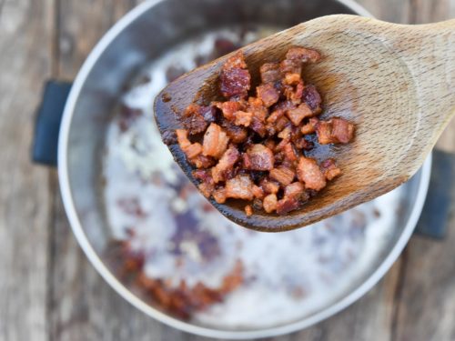 How to make Pork Stew, frying the bacon