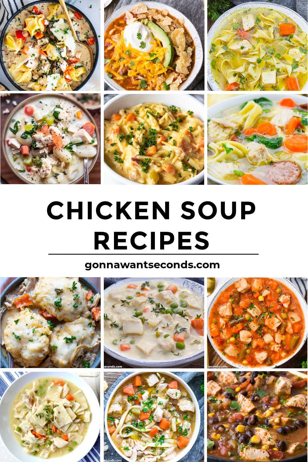 This extensive list of chicken soup recipes offers a variety of scrumptious flavors and textures to ensure you’ll never need to buy canned again. #ChickenSoups #Soups #ChickenRecipe Chicken Soup Recipes montage