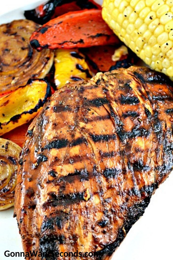 Grilled Chicken Marinade with grilled veggies on the side