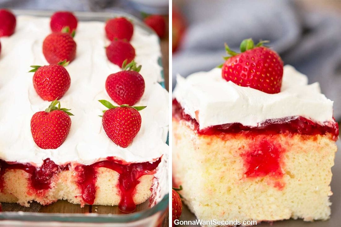 Strawberry Poke Cake sliced