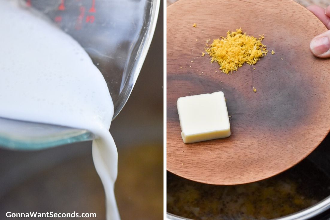 How to make Instant Pot lemon chicken, adding milk and lemon zest