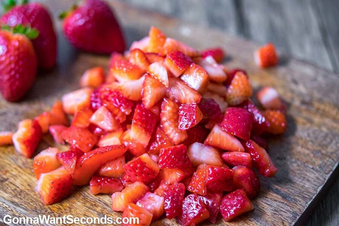 How to make Strawberry pound cake, diced fresh strawberries