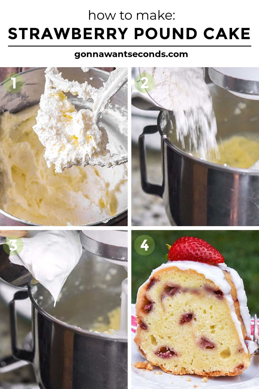 Step by step how to make strawberry pound cake