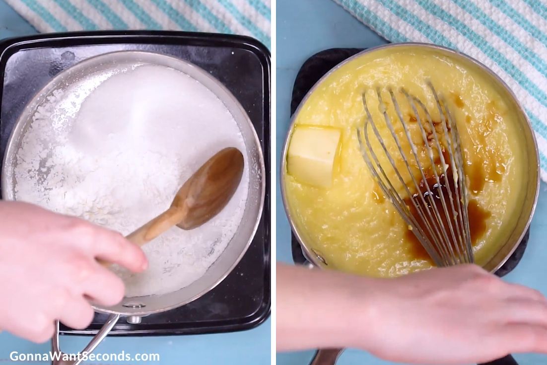 How to make Banana Cream Pie, cooking the filling in a pot