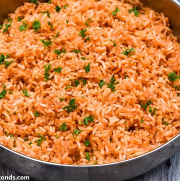 Mexican rice in a pan