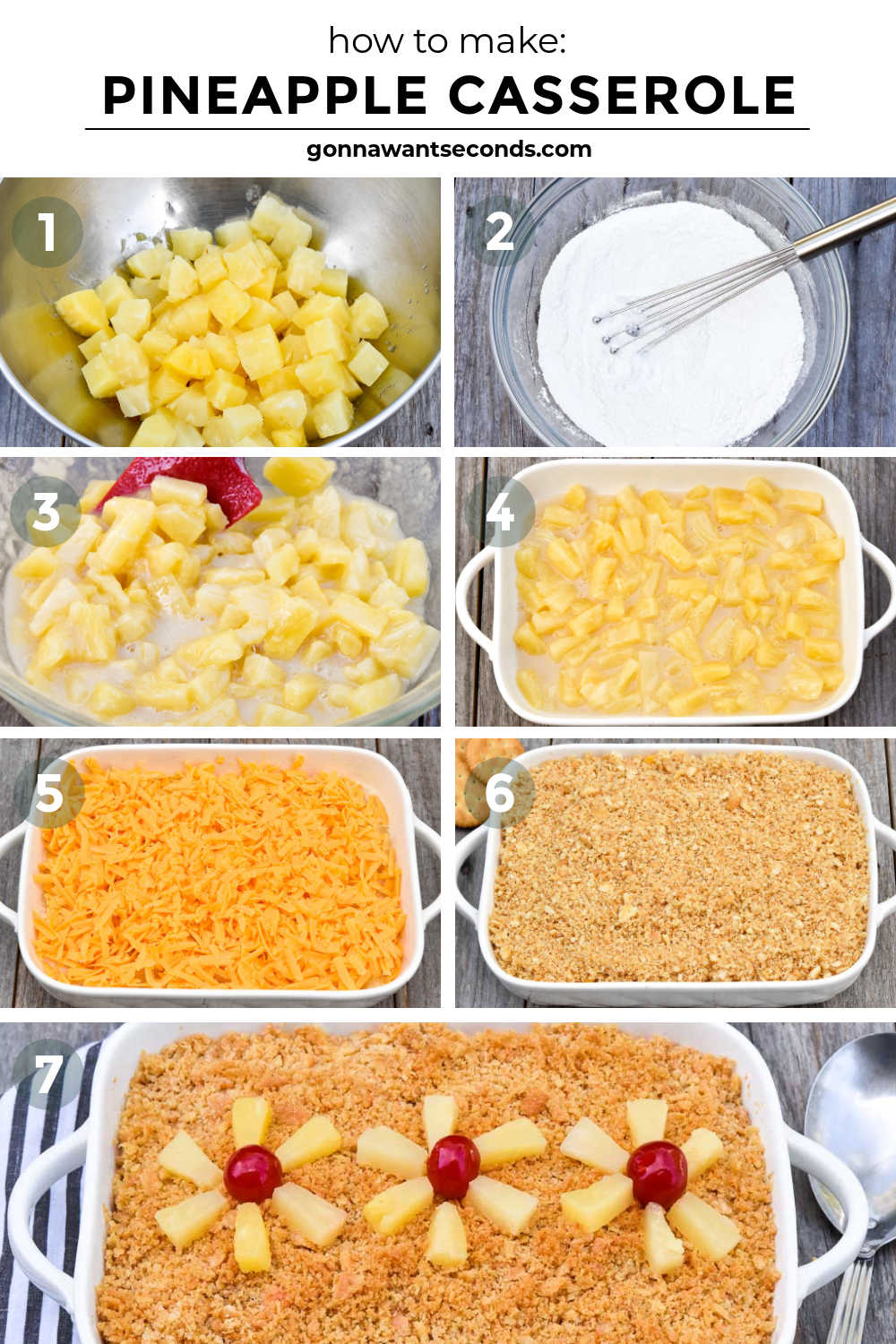 Step by step how to make pineapple casserole