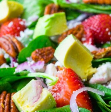 Strawberry Spinach Salad, close up