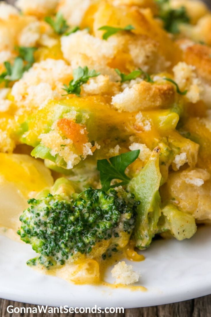 broccoli cauliflower casserole on a plate