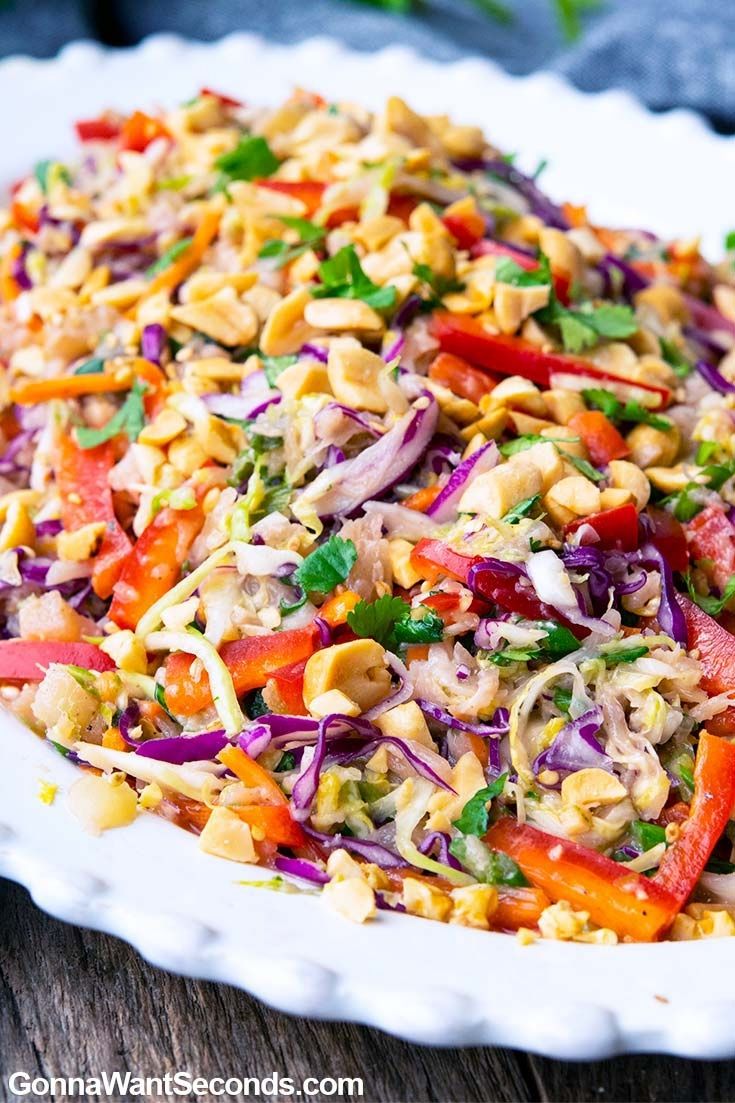 Asian coleslaw on a serving dish