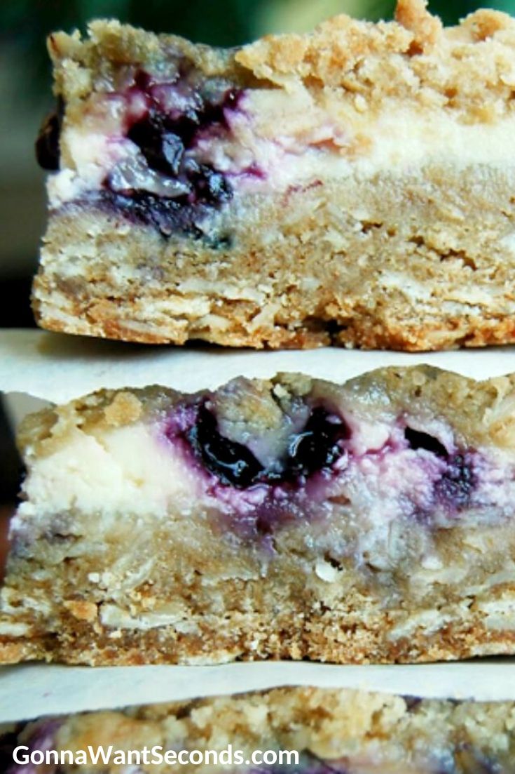 lemon blueberry bars stack on top of each other