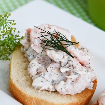 Shrimp Salad sandwich on a serving platter