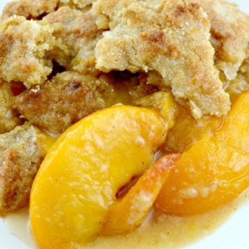Southern Peach Cobbler on a plate