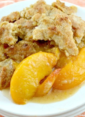 Southern Peach Cobbler on a plate