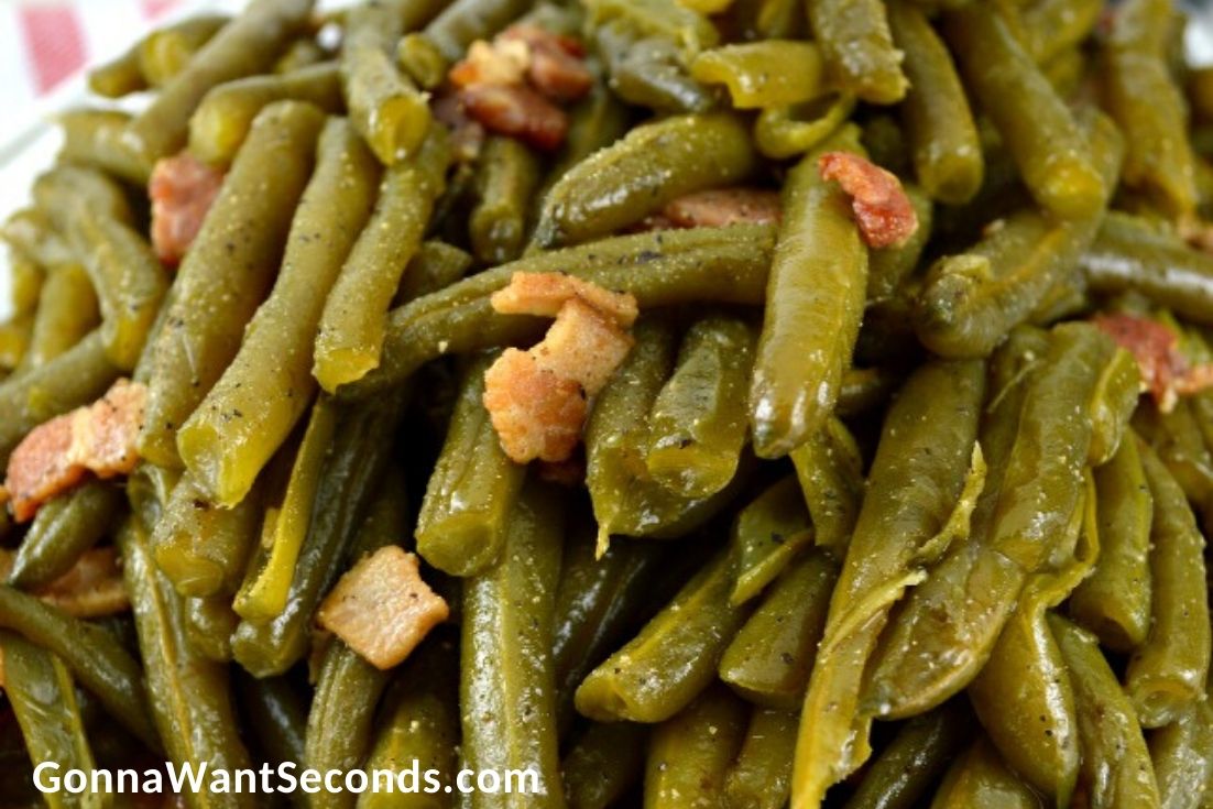 Southern Style Green Beans. close up 