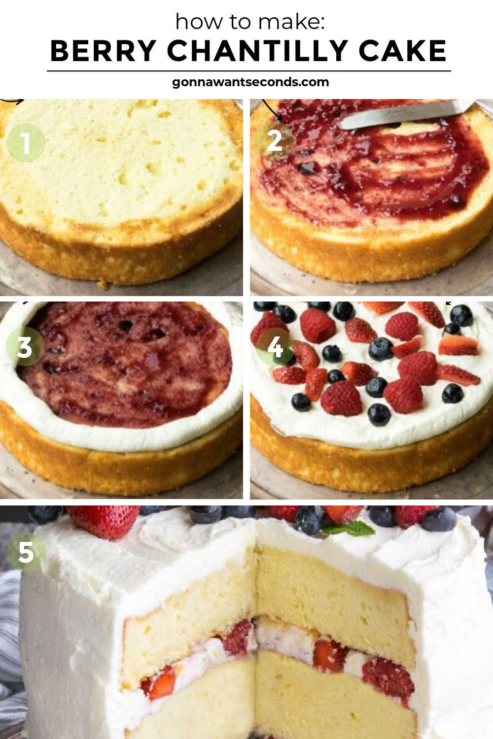 Step by step how to make berry chantilly cake