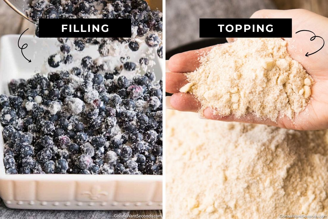 How to make Blueberry Cobbler, making the filling and topping