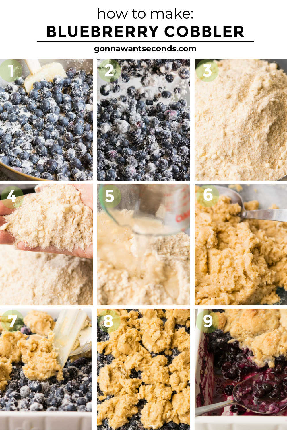 Step by step how to make blueberry cobbler