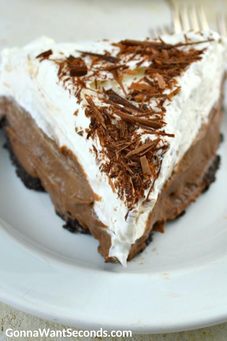A slice of chocolate cream pie