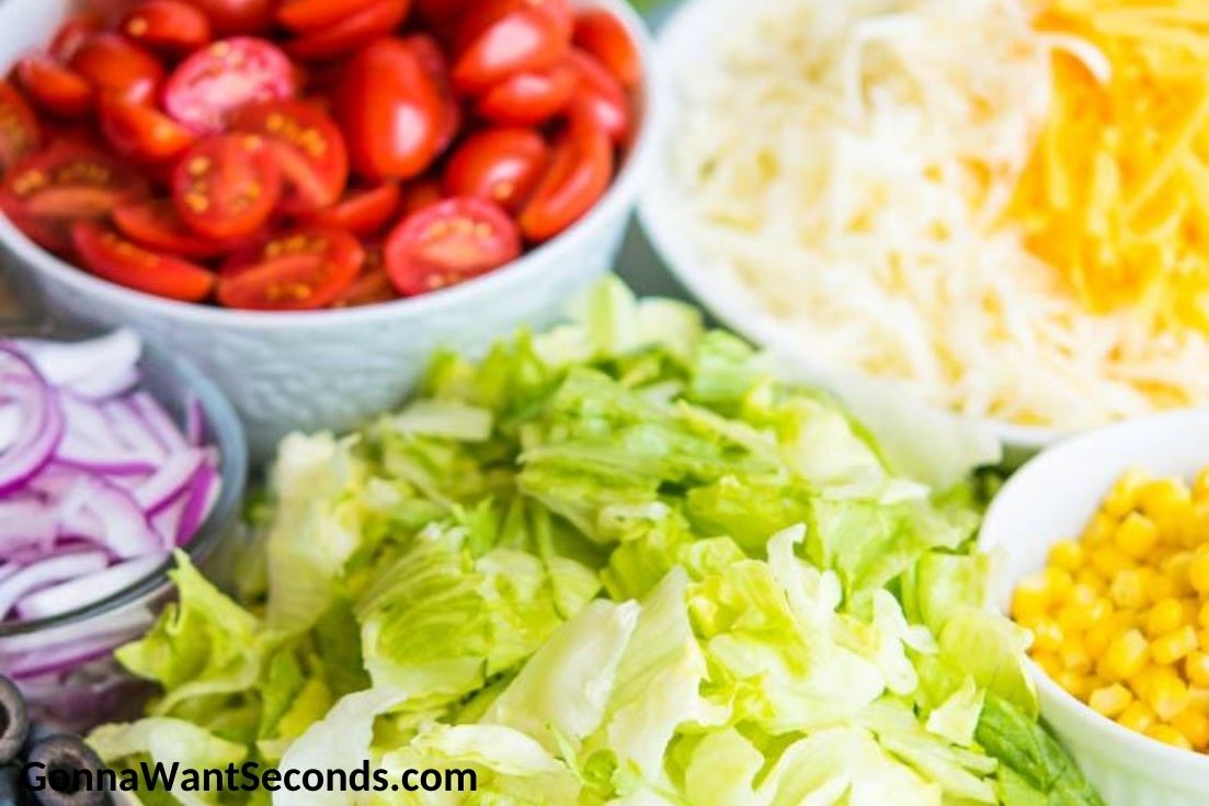 Dorito Taco Salad prepared ingredients