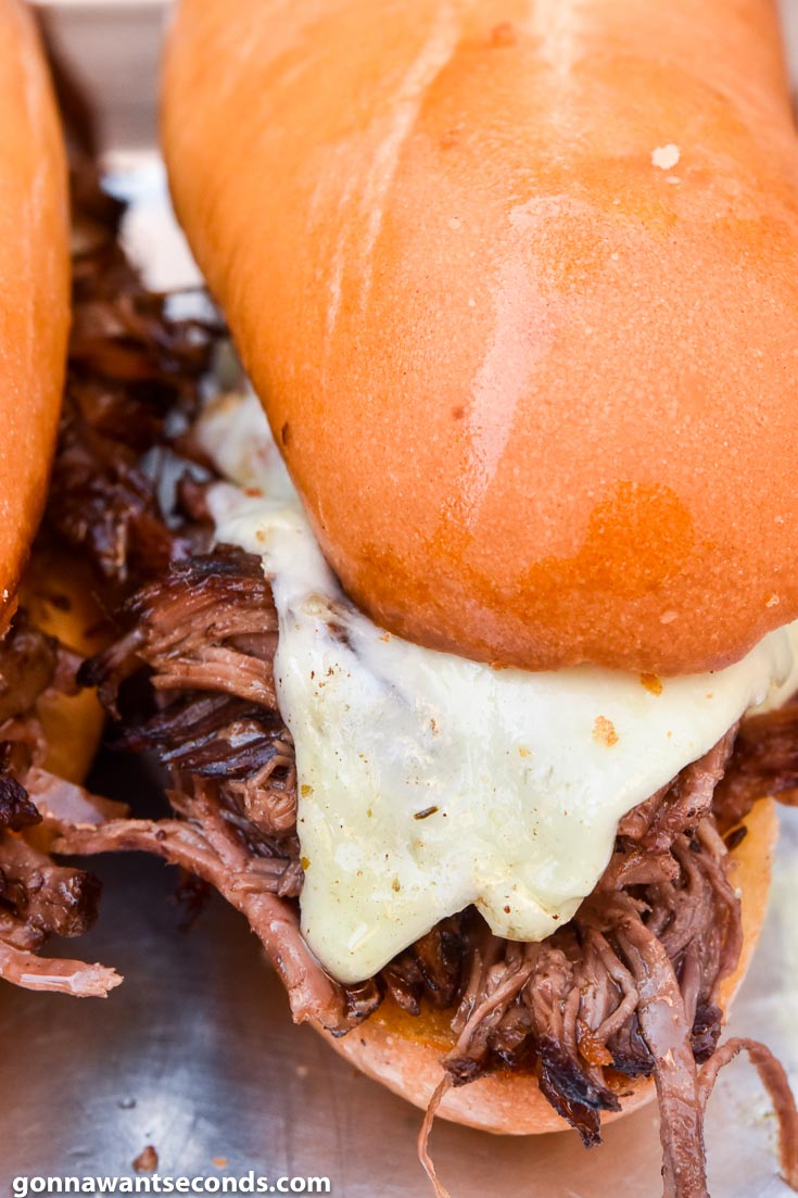 French Dip Sandwiches with melted cheese