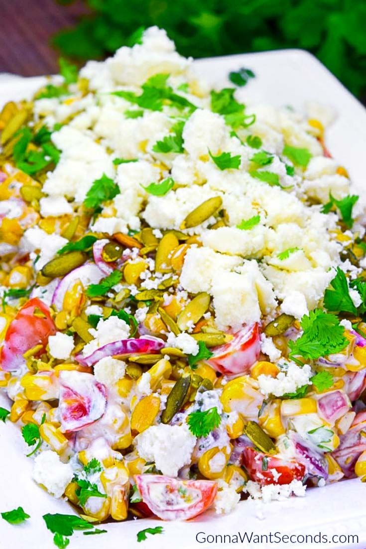 Mexican Corn Salad on a serving plate