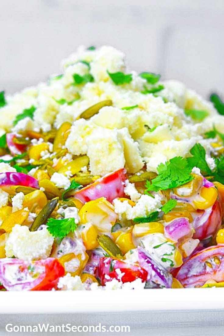 Mexican Corn Salad on a serving plate