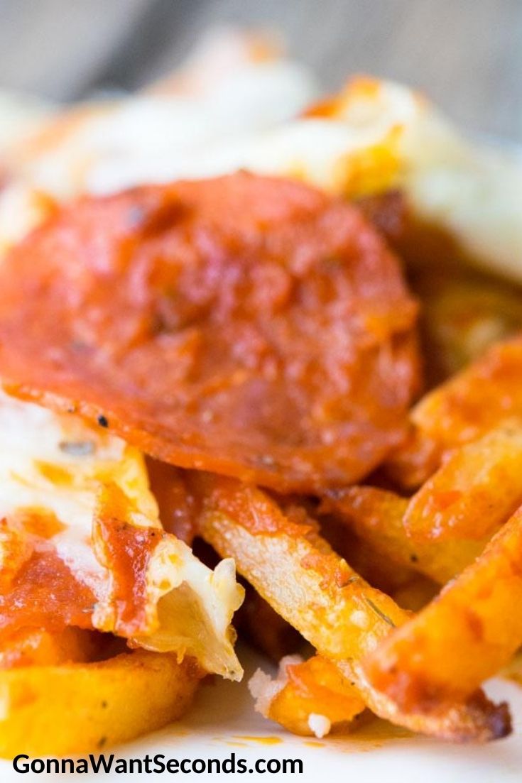 Pizza fries close up