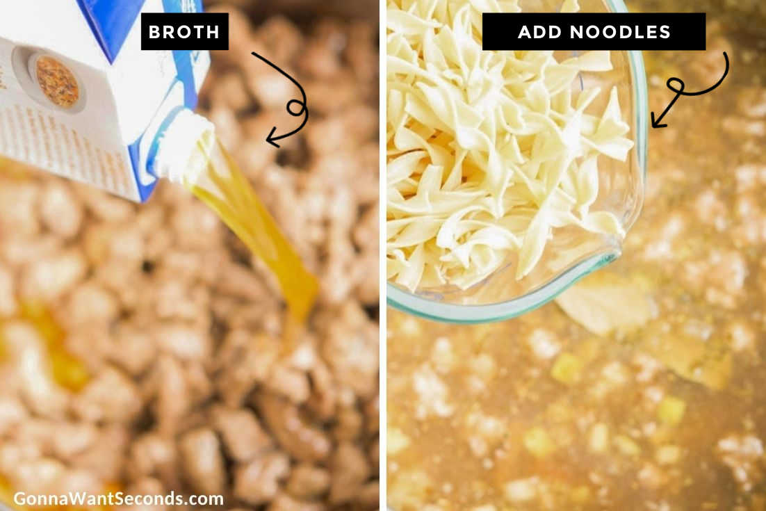 How to make beef noodle soup, adding the broth and noodles