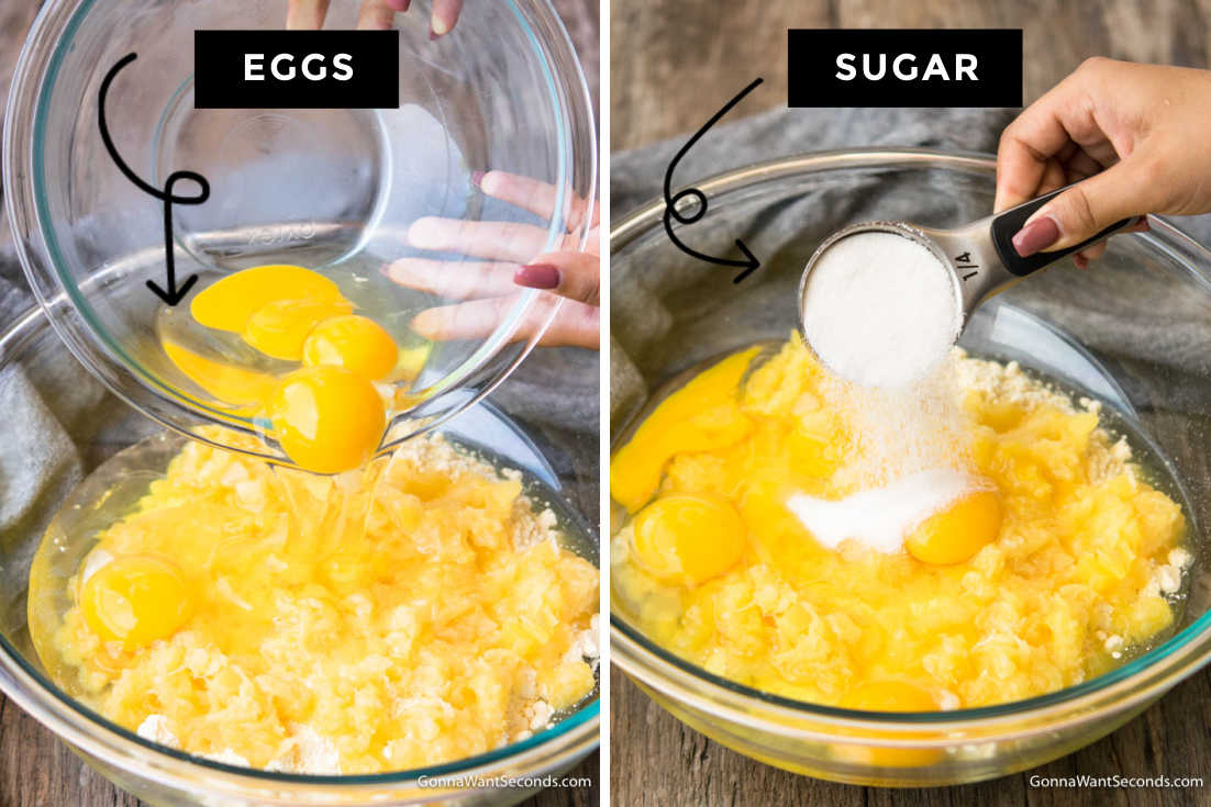 How to make Pineapple sunshine cake, add eggs and sugar