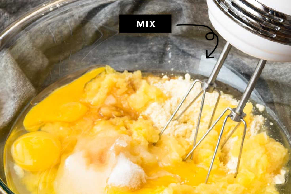 How to make Pineapple sunshine cake, mix cake mixture